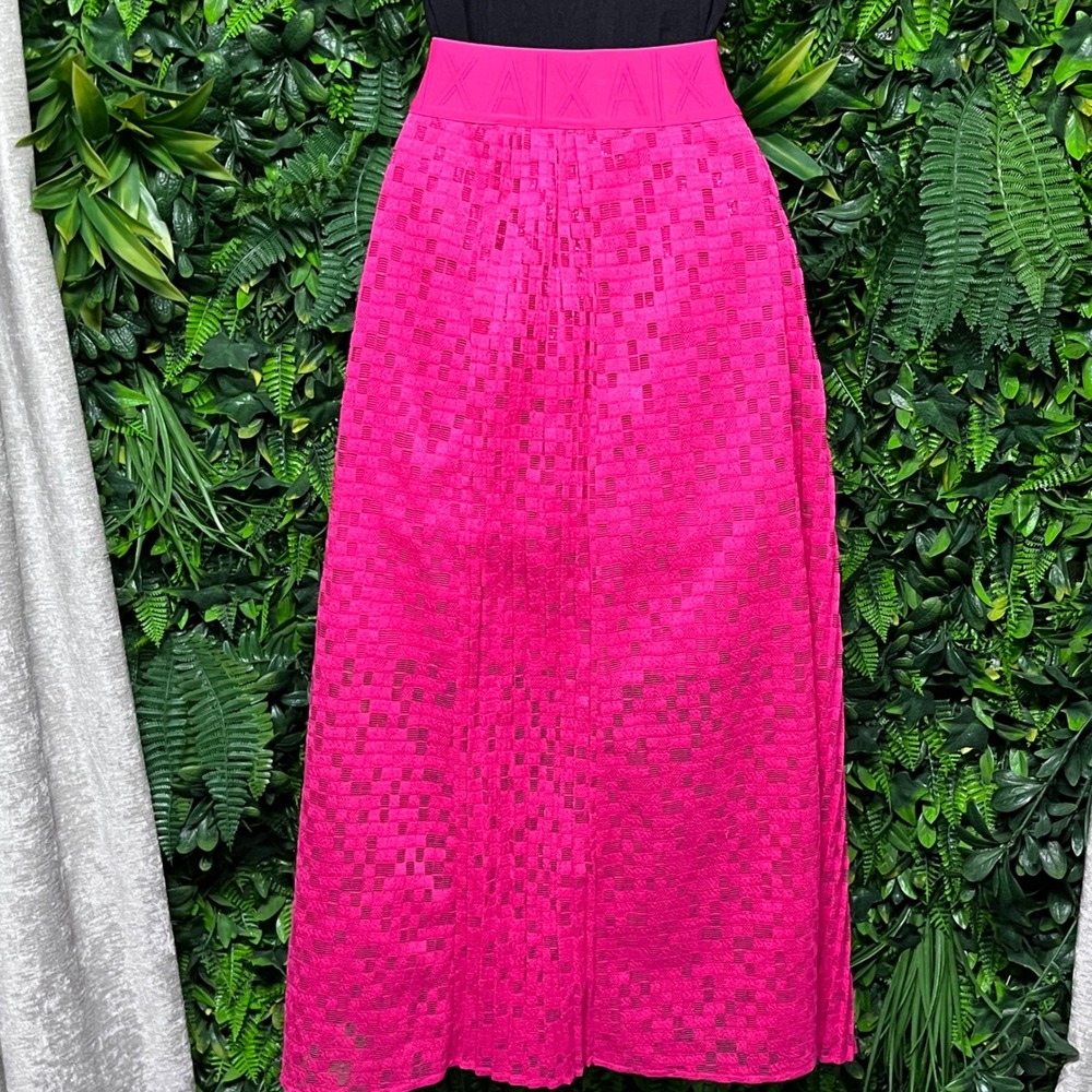 Armani Exchange Skirt Size 10 Pink Pleated Midi A Line Career Party 2983 - Picture 11 of 14